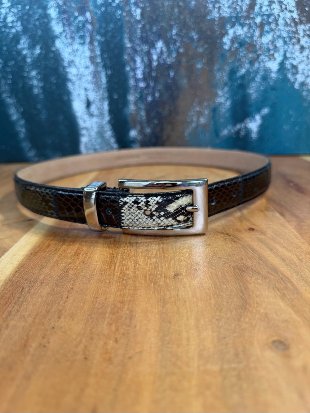 Paul Harris Vintage Southwestern Patchwork Genuine Snakeskin Belt VGUC - Picture 3 of 8
